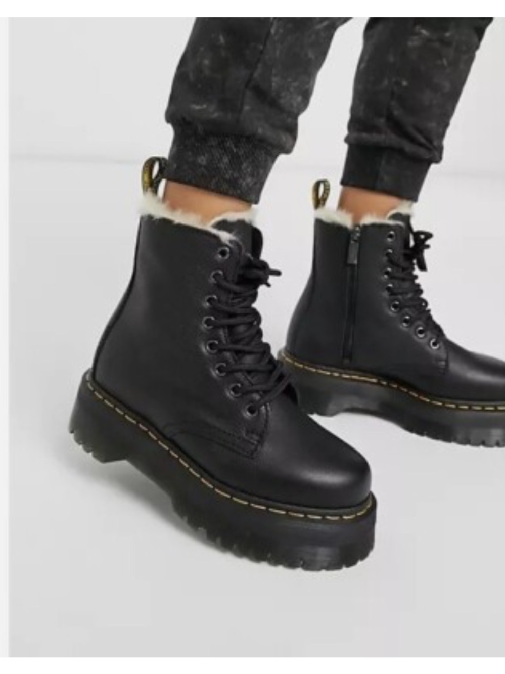 Dr. Martens Mens Black Jadon Faux Fur Lined Boots